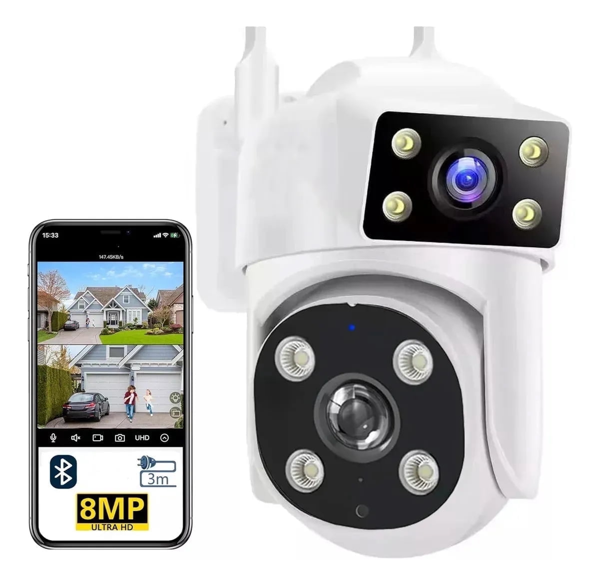 Security Camera 4K Wireless Wi-Fi Outdoor Camera 2.4GHz Indoor Home Camera Security with Spotlight with Infrared Detection Color Night Vision, 2-Way Audio