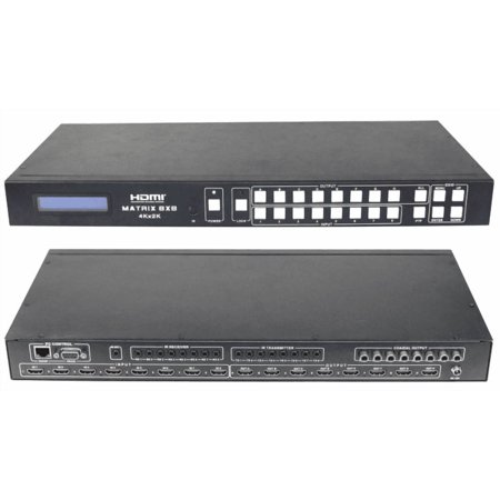 4K WolfPack 8x8 Matrix HDMI Switcher w/HDMI 2.0, HDCP 2.2, coax outs and Remote IR