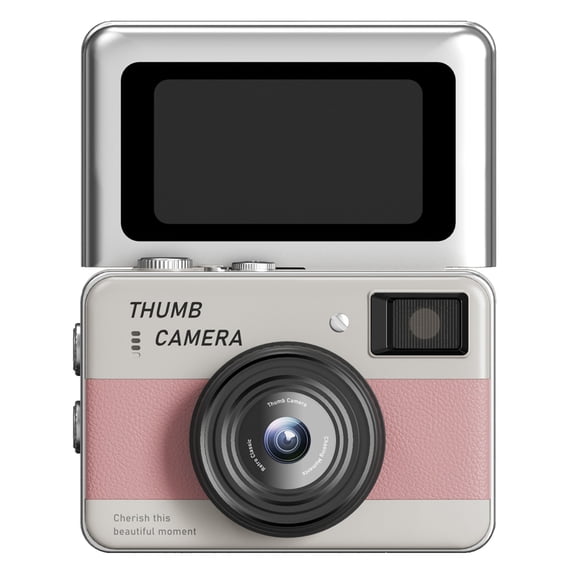 4K Y2K Retro Mini Camera, 1.47" Flip Screen Digital Camera, 16x Digital Zoom for Beginners Teens Adults (Pink)