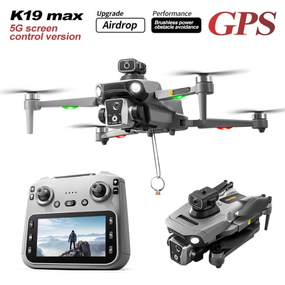 4K airdrop drone, GPS positioning drone, equipped with a 4.5-inch large screen remote control - high-definition aerial quadcopter, GPS return, intelligent tracking, one click airdrop, 360 ° all-round