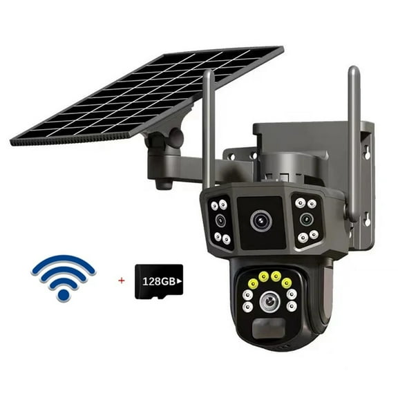 4K dual lens,outdoor security IP camera,wireless WIFI solar closed-circuit television,solar camera,CCTV