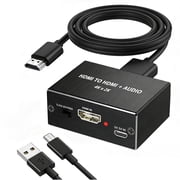 4K x 2K HDMI Audio Extractor Converter to Optical TOSLINK SPDIF Audio Adapter with 3.5mm Stereo Audio Splitter Adapter for HDTV Soundbar Speaker Amplifier