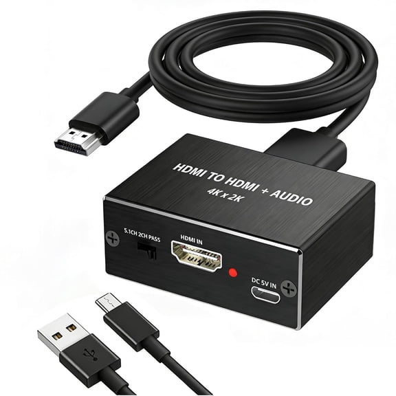 4K x 2K HDMI Audio Extractor Converter to Optical TOSLINK SPDIF Audio Adapter with 3.5mm Stereo Audio Splitter Adapter for HDTV Soundbar Speaker Amplifier