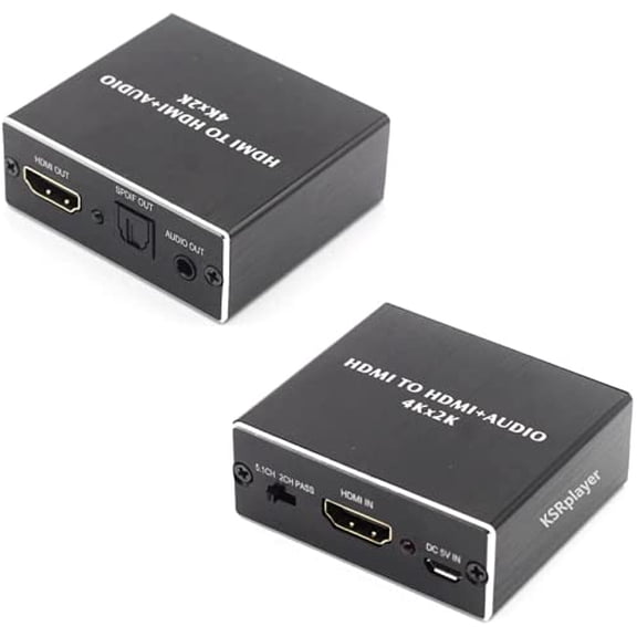 4K x 2K HDMI Audio Extractor, HDMI to Optical TOSLINK/SPDIF + 3.5mm Stereo Audio Converter, for HDTV, Soundbar, Speaker, Amplifier