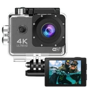4K60FPS WiFi Action Camera with EIS Ultra HD Underwater Camera 98FT Waterproof Camera Remote Control 120  Wide Angle Support External Microphone Black