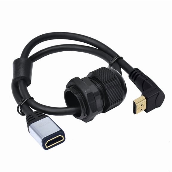 4K60hz HDMI Extension Cable With Panel Mount Waterproof Connector For Car Boat Video 50cm/19.7in