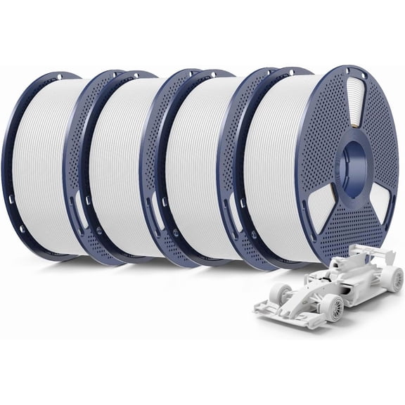4KG Upgrade PLA+2.0 3D Printer Filament Bundle, PLA Plus 2.0 Filament 1.75mm, High Speed Printing, Stronger Than PLA+ Filament, 1KG per Spool, 4 Packs, White