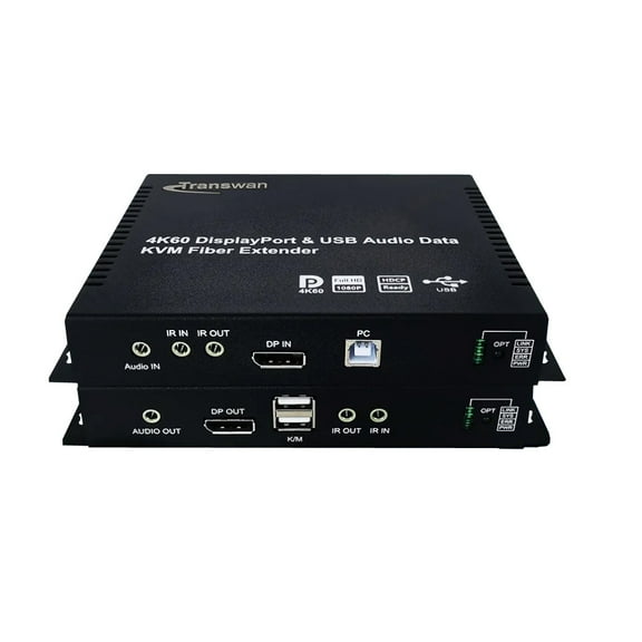 4KP60 DisplayPort (DP) Over Fiber Optic Extender with 18Gbps Bandwidth, 4K DP to Fiber Converter, Support Displayport V1.2