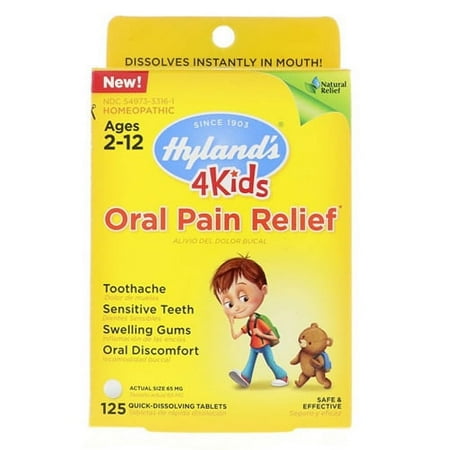 4Kids Natural Oral Pain Relief Quick Dissolving Tablets By Hylands, 125 Ea, 6 Pack