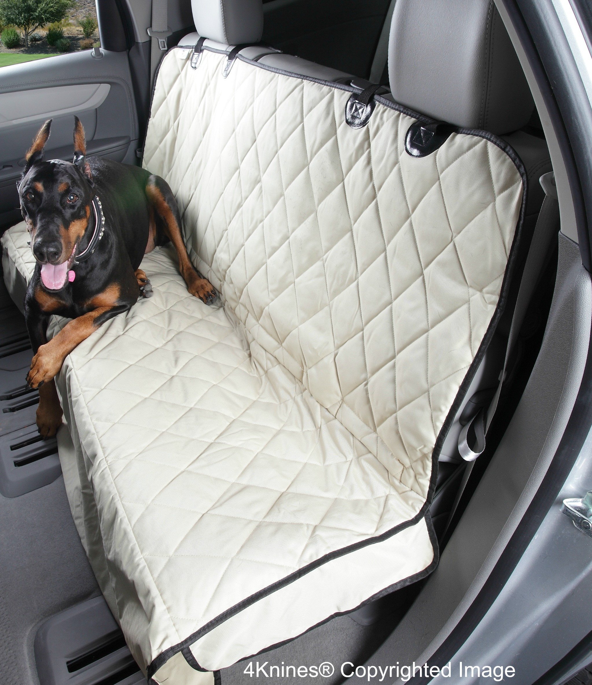 4Knines Dog Seat Cover with Hammock for Cars, Trucks and SUVs USA Based  (Regular, Tan)