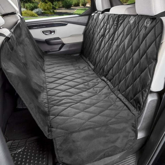 4Knines Dog Seat Cover with Hammock for Fold Down Rear Bench Seat, Heavy Duty, Black