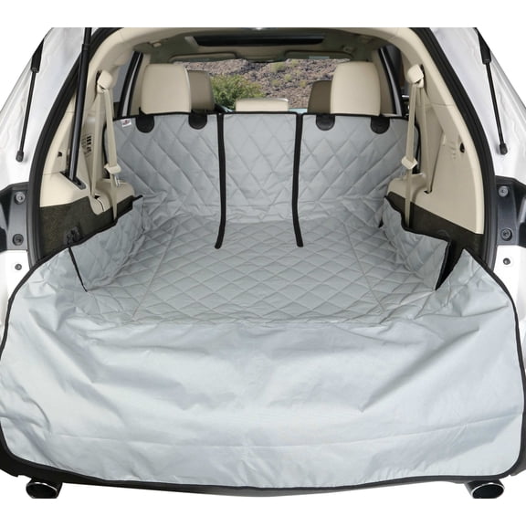 4Knines SUV Cargo Liner for Fold Down Seats - 60/40 Split and Armrest Pass-Through Compatible (Large, Grey)