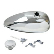 4L 1.06 Gallons Fuel Gas Tank with Petcock Cap for 49cc 66cc 80cc Engine Motorized Bicycle Silver Coated metal Bike Motor Powersports Oil Tanks