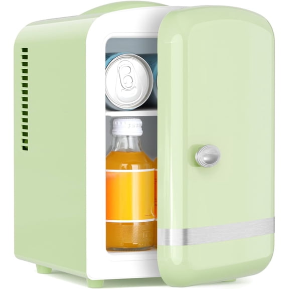 4L/6 Cans Mini Fridge without Freezer,Portable Compact Refrigerator for Makeup Skin Care,Cooler and Warmer 2 Mode for Bedroom,Car,Office Dorm,Small Cooler for Drink/Cosmetics/Beverage/Wine - Green