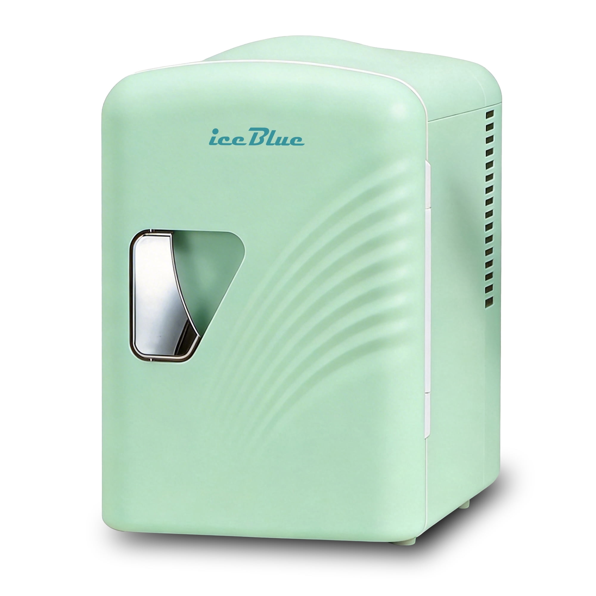 iceBlue 4L/6Can Portable Mini Fridge, Makeup & Skincare Refrigerator with Removable Shelf, Retro Design Wave Pattern Door & Matte Finish Body