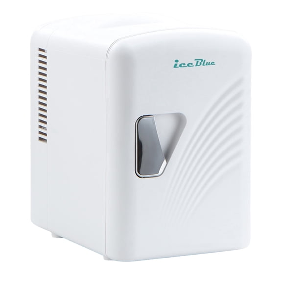IceBlue 4L/6 Cans Mini Fridge Portable Electric Plug In Cooler & Warmer for Food Drinks Skincare Beauty & Makeup for Car Room Office, 12V DC/AC Option, White
