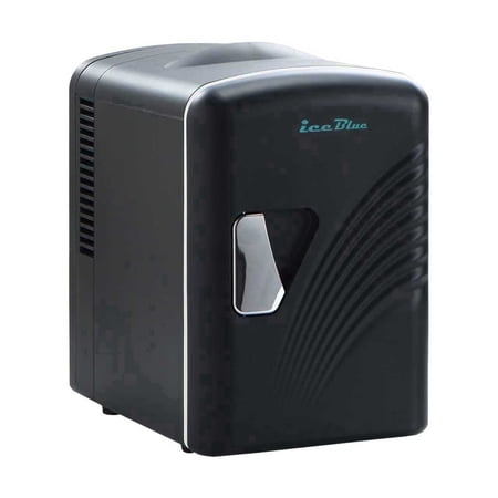 IceBlue 4L/6 Cans Mini Fridge Portable Electric Plug In Cooler & Warmer for Food Drinks Skincare Beauty & Makeup for Car Room Office, 12V DC/AC Option, Black