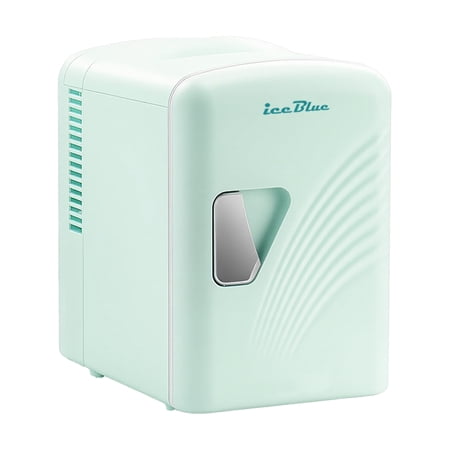 4L/6Can Mini Fridge,Portable Skincare Refrigerator,Small Cooler,Retro Design, Wave Patterns