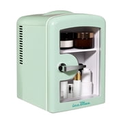 iceBlue 4L Makeup Refrigerator, Mini Fridge for Cosmetics and Drinks, Car/Home Use Green, Transparent Window and Chrome Handle