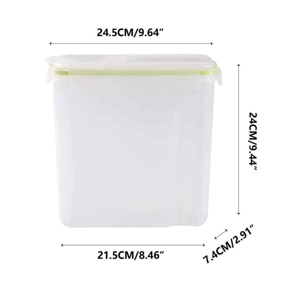 4L Airtight Food Storage Container | Large Kitchen Grain Jar with Locking Lid | Dry Goods Organizer for Rice, Flour & Spices | 24.5 x 7.5 x 24cm | Food-Grade Plastic | Clear Measuring Canister