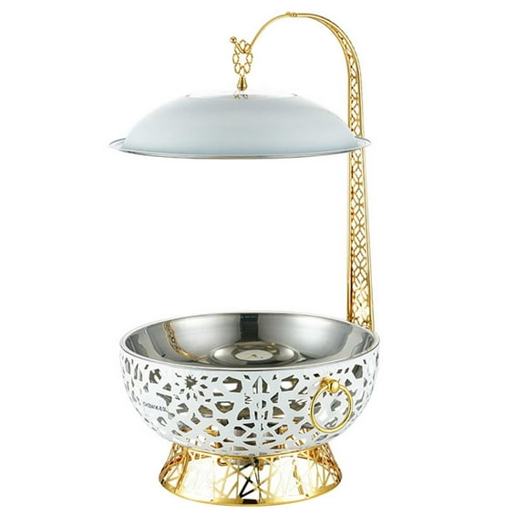 4L Catering Food Warmer with Hanging Lid, Round Chafing Dish Buffet Set, Stainless Steel Chafing and Buffet Warmers Set for Catering Parties Birthday Wedding