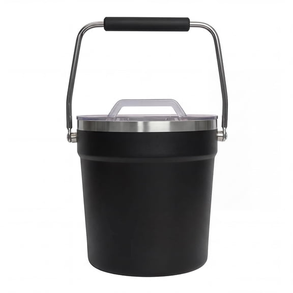 4L Double Wall Insulated Ice Bucket, Stainless Steel Beverage Cooling Container, Portable Bar Party Wine Drink Storage Tub