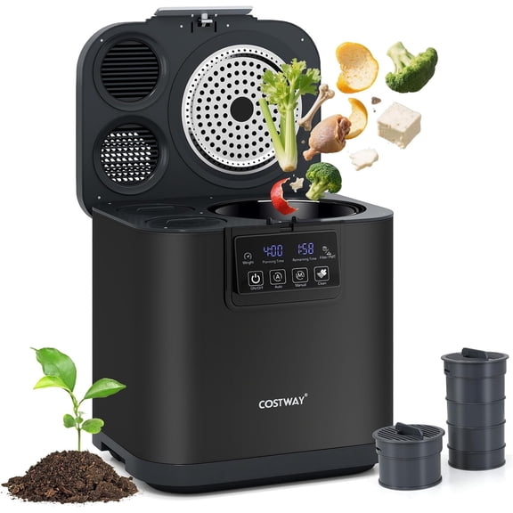 4L Electric Composter for Kitchen with Auto-Cleaning, LED Display | Smart Waste Dispenser Countertop Compost Machine w/Replaceable Filters, Indoor Compost Bin, Turns Food Waste to Dry Fertilizer