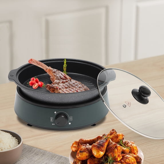 4L Electric Hot Pot Portable Electric Pan Non-Stick Skillet Multi-Cooker Travel