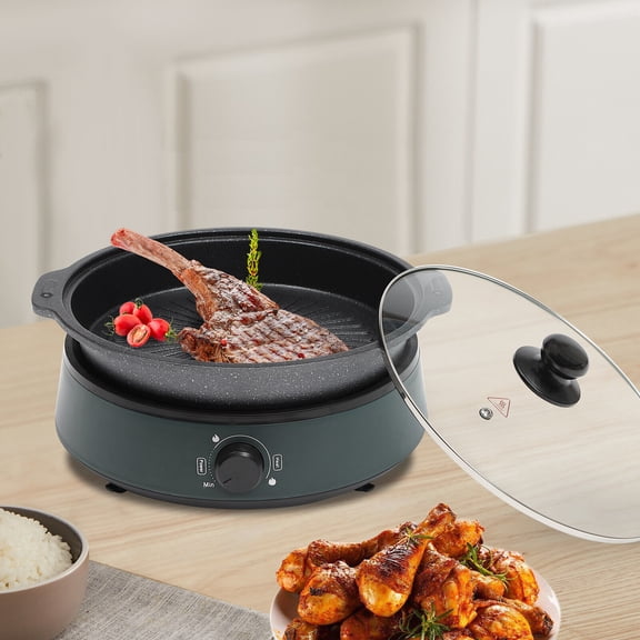 4L Electric Hot Pot Portable Electric Pan Non-Stick Skillet Multi-Cooker Travel