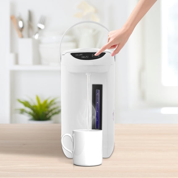 4L Electric Water Boiler Dispenser 750W, 20 Min Fast Boil, 24H Keep Warm, 3 Modes Button/Touch/Manual, with Anti-Dry Burn Protection, Water Level Window, 304 Stainless Steel (White)