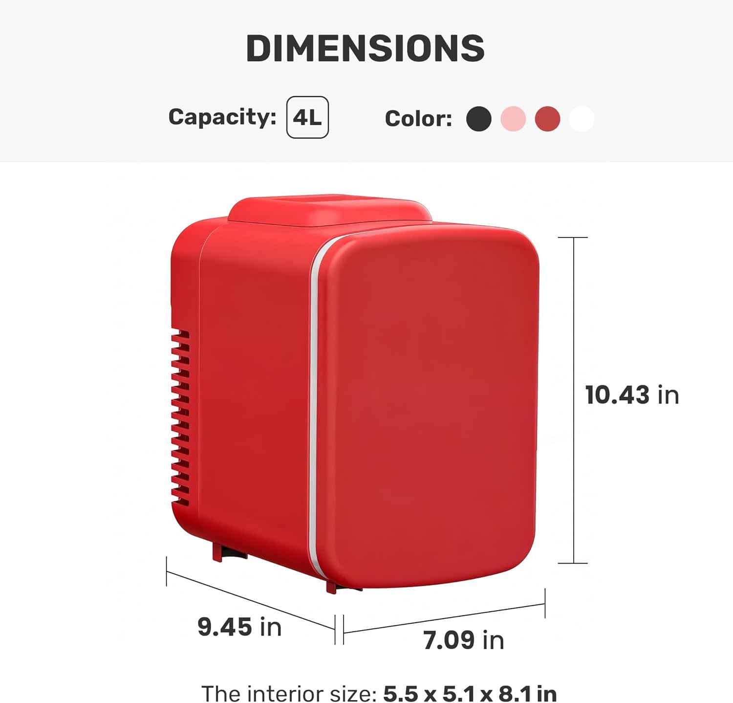 4L  Fridge Cooler and Warmer for Car, Office, Bedroom - Portable Beverage Refrigerator with  Power