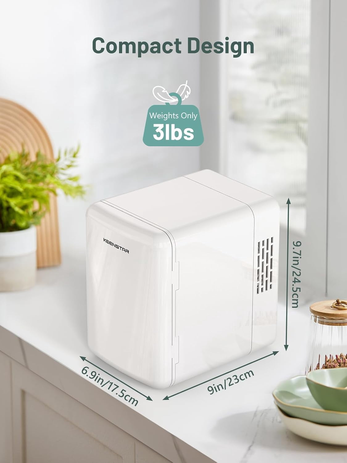 4L  Fridge for Skincare & Food, 110V/12V Cooler & Warmer Portable Refrigerator for Bedroom, Office, Car, Dorm - Energy Efficient Fridge for Breakfast Milk, Cosmetic, Snacks(White)