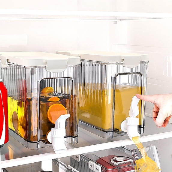 4L Large Capacity Cold Water Jug, Leak-Proof Fridge Beverage Dispenser with Spigot, Transparent Drink Storage Container with Lid, Portable Bucket for Juice, Iced Tea & Home Use