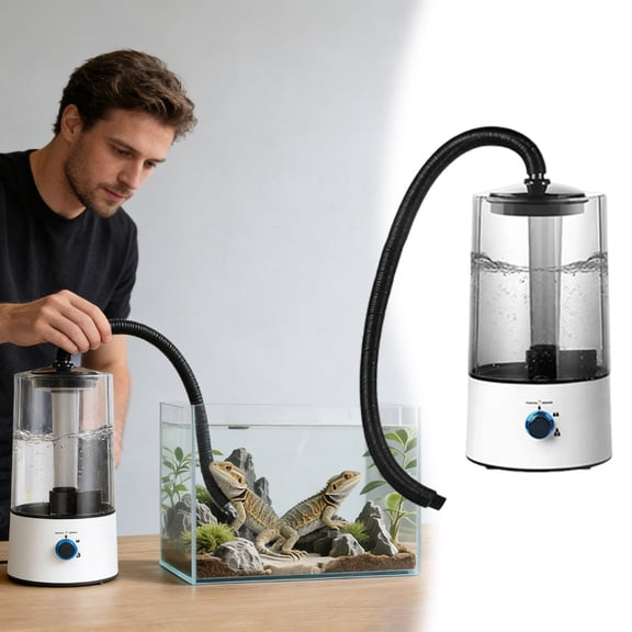 4L Reptile Humidifier Fogger - Large Capacity Cool Mist Maker with Adjustable Hose & Auto Shut-Off, Terrarium Humidifier for Geckos, Turtles, & Reptile Habitat