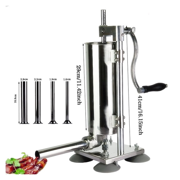 4L Sausage Stuffer Housemade Vertical Manual Stainless Steel Machine Sausage Maker Filling Sausage Syringe Filler Meat Maker ,Support Speed Adjustment
