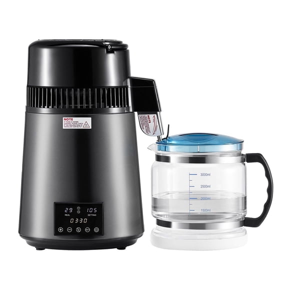 4L Water Distiller - Countertop Purifier Machine 750W Stainless Steel Glass - Home & Lab Use - Pure Drinking Water