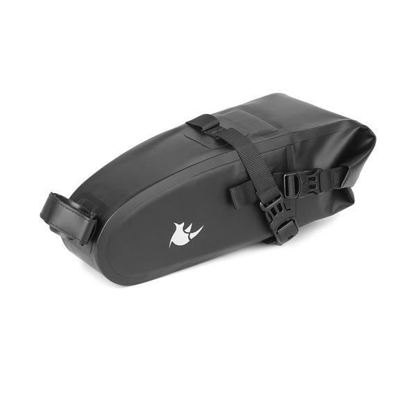 4L Waterproof Bicycle Rear Bag Cycle Tail Bag Portable Foldable Bike Saddle Bag with Reflective Pattern for Night Safety, 14.2 inches / 360 cm Length, Easy Installation for Outdoor Commuting, Black