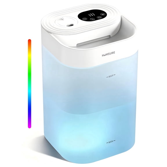 HUMSURE Bedroom Humidifier, 4.5L Cool Mist Floating for Household Plants, Silent Ultrasonic Humidifier, Aromatic Multi-Colour Controllable Light, leak-proof Easy to Clean