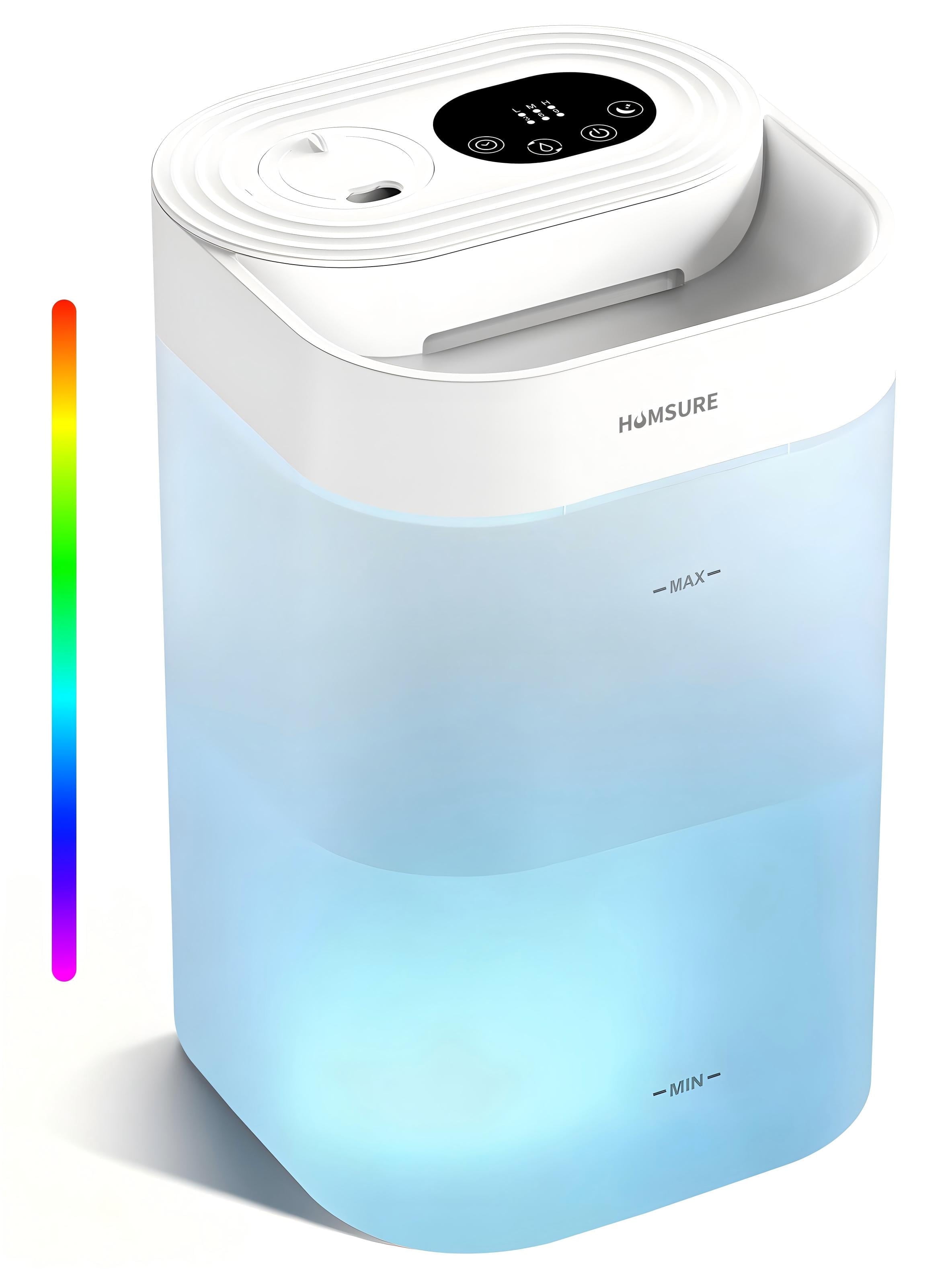 HUMSURE Bedroom Humidifier, 4.5L Cool Mist Floating for Household Plants, Silent Ultrasonic Humidifier, Aromatic Multi-Colour Controllable Light, leak-proof Easy to Clean