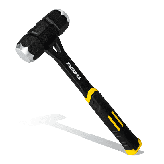 4LB One-Piece Forged Sledge Hammer High-Carbon Steel Head with Plastic-Sprayed Polish Finish, Nylon Shock-Absorbing Handle, Ideal for Industrial, Demolition, Construction, and Gardening Projects