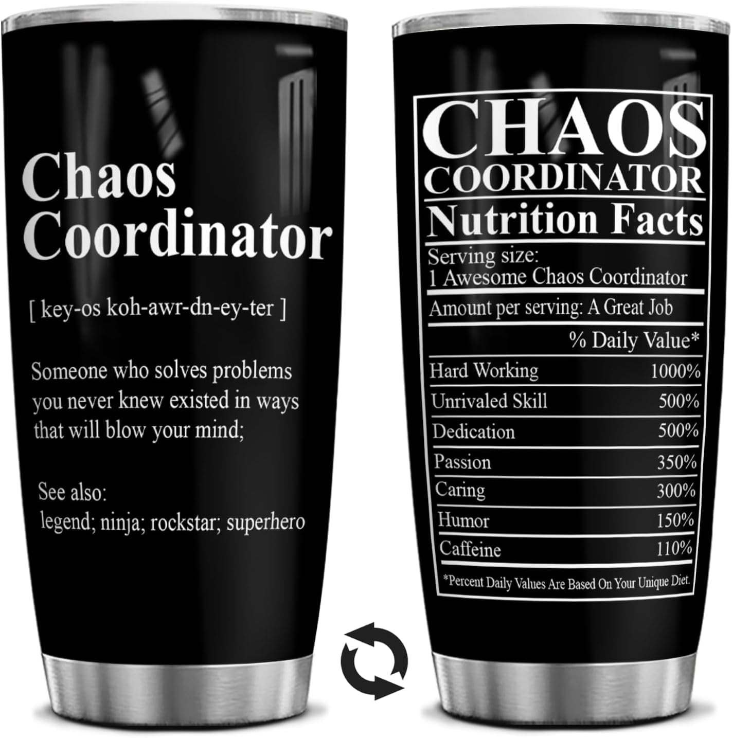 4LIEUBASMI 20 Oz Tumbler Chaos Coordinator - Thank You & Appreciation Gifts for Women, Boss, Coworker, Manager, Nurse, Teacher, Administrative Professional