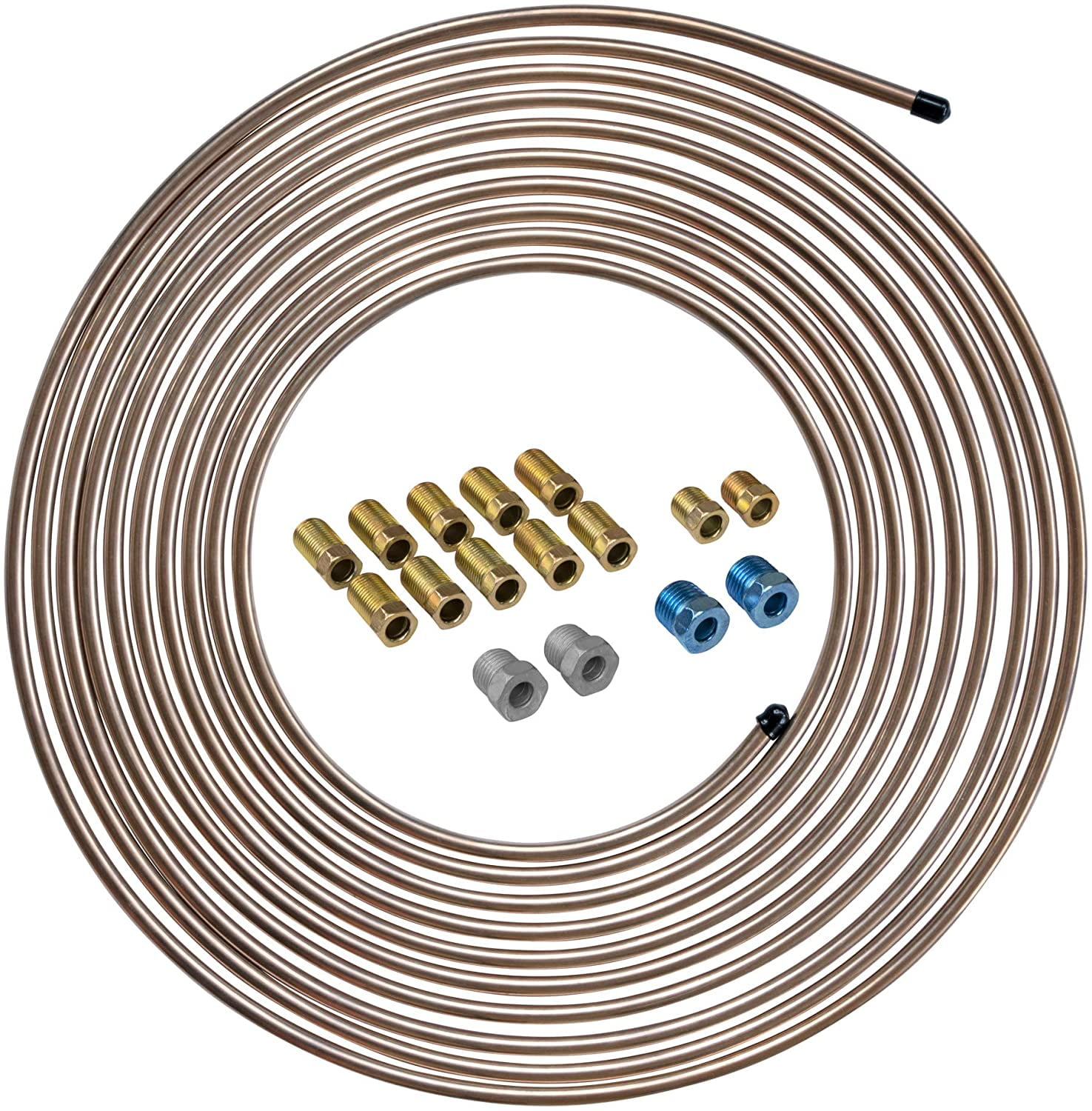 Copper Coated Steel Brake Line Tubing Kit with Fittings