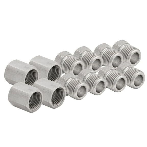 4LIFETIMELINES Stainless Steel 1/4 Brake Line Replacement Union Kit, 4 Unions, 8 Tube Nuts