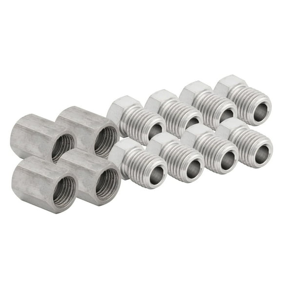 4LIFETIMELINES Brake Line Replacement Union Kit Stainless Steel 4 Unions 8 Tube Nuts 3/16
