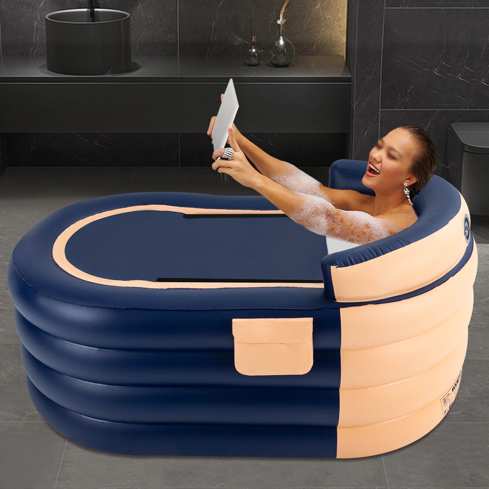 4Layers PVC Adult Inflatable Bathtub FreeStanding Bath Tub Portable BlowUp Bath