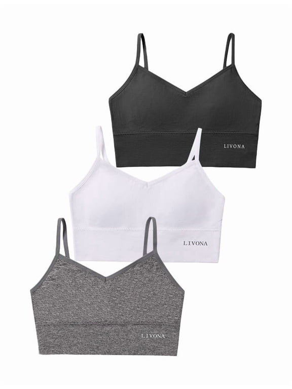 3 Pack Padded Sports Bras for Girls | Soft Crop Cami Top