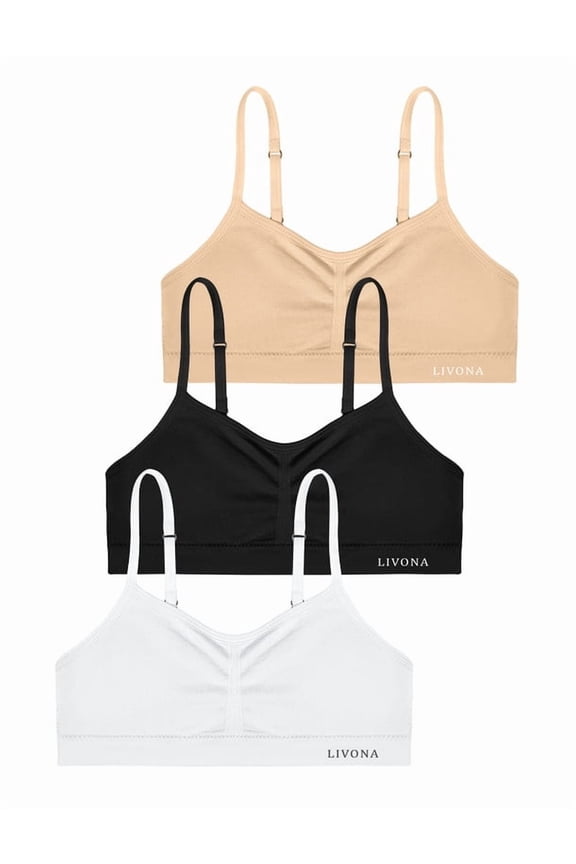 Girls Seamless Training Bra, Wire-Free Adjustable First Bra Breathable Sports Underwear for Teens
