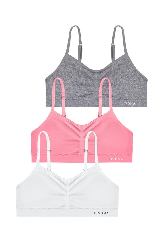 Girls Seamless Training Bra, Wire-Free Adjustable First Bra Breathable Sports Underwear for Teens