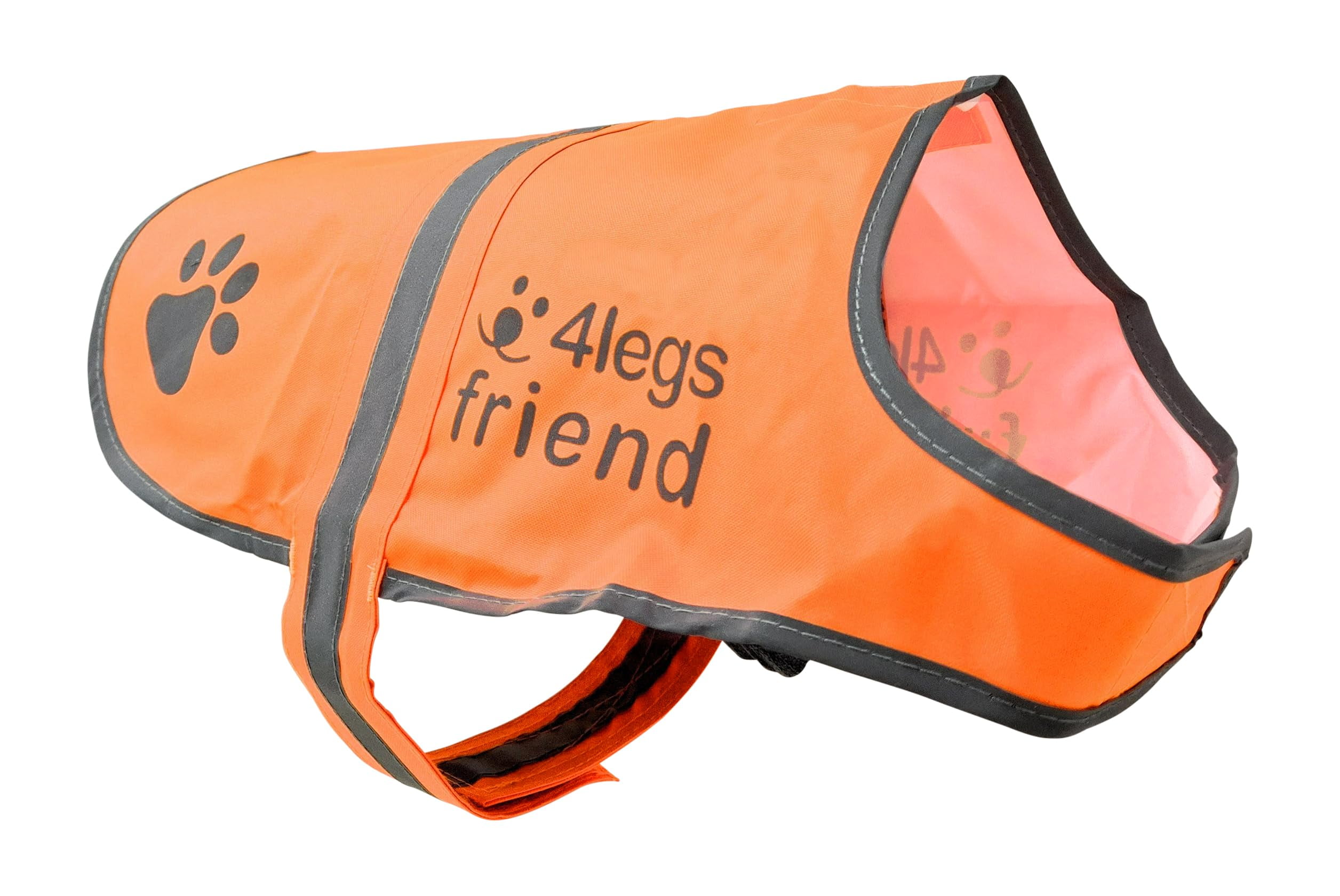 4LegsFriend Dog Safety Orange Reflective Vest with Leash Hole 5 Sizes - High Visibility for Outdoor Activity Day and Night, Keep Your Dog Visible, Safe from Cars & Hunting Accidents