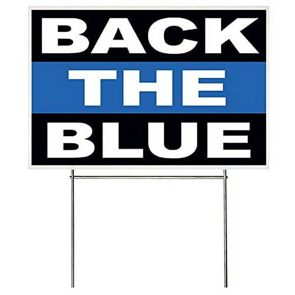 4Less Co 18x12 Inch Back The Blue Yard Sign with Stake kb1s
